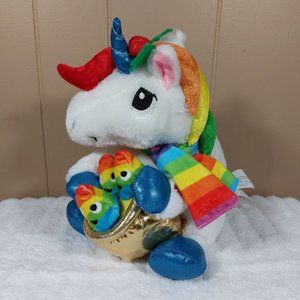 Gemmy Animated Musical Plush Toy Rainbow Unicorn Christmas Deck the halls Works!